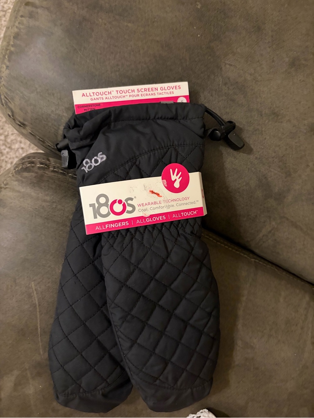 Women's Black Quilted AllTouch Gloves